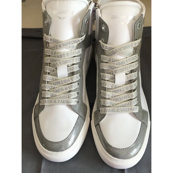 NIB ZADIG & VOLTAIRE HIGH FLASH INFINITY PATENT HIGH-TOP SNEAKERS SIZE 38 / US 7 - Picture 12 of 14
